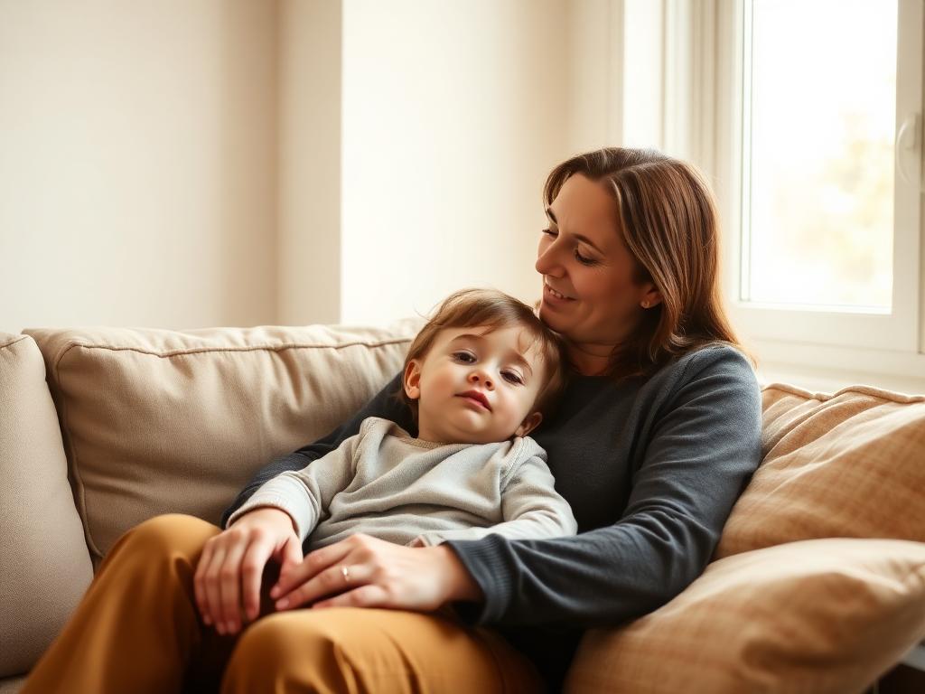 A warm, natural moment of connection between a parent and child
